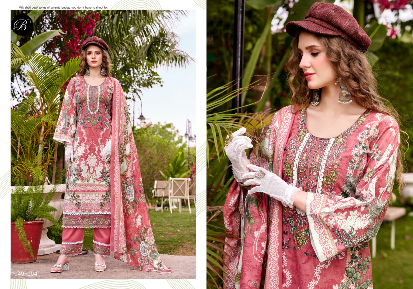 Pure Cotton Digital Prints with Exclusive HEAVY SELF EMBROIDERY NECK SALWAR KAMEEZ