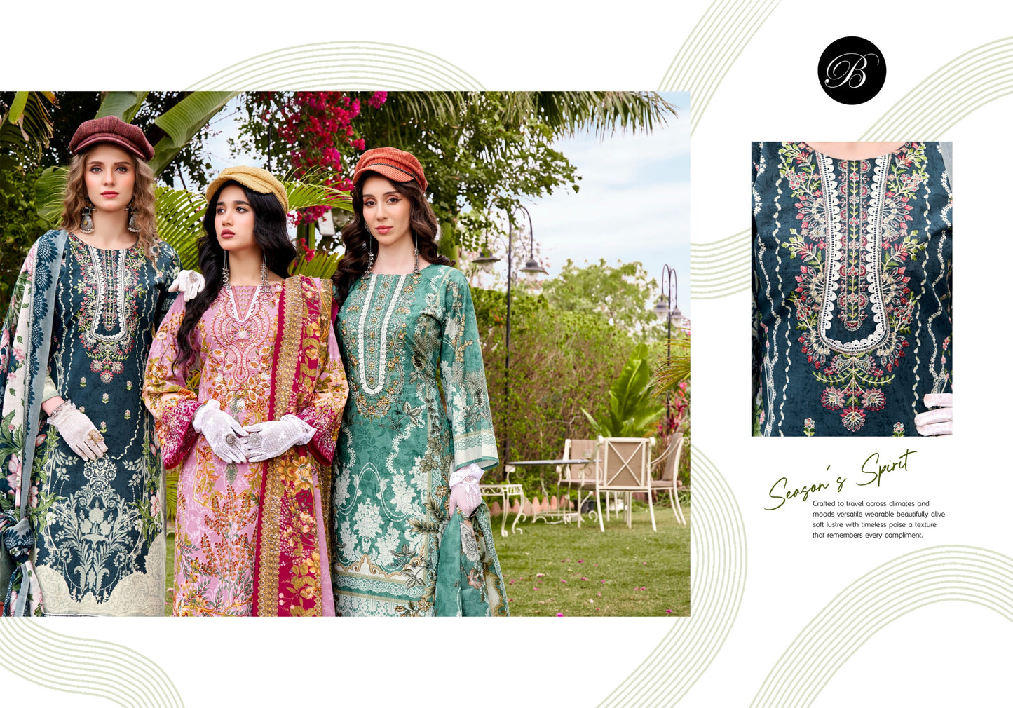 Pure Cotton Digital Prints with Exclusive HEAVY SELF EMBROIDERY NECK SALWAR KAMEEZ