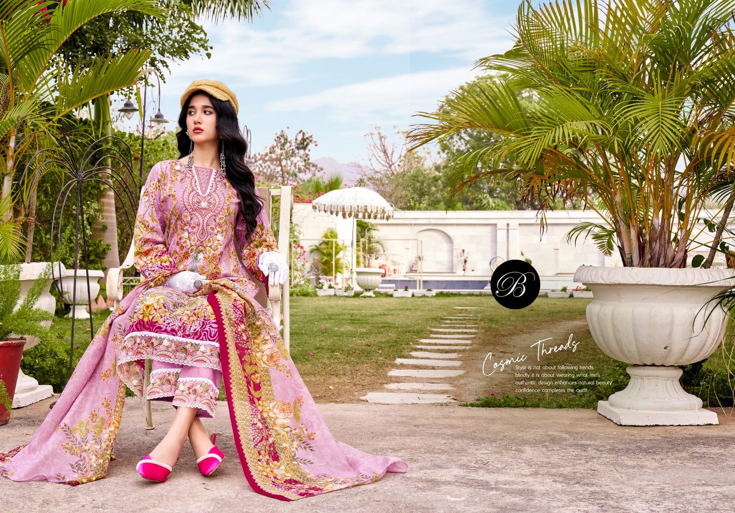 Pure Cotton Digital Prints with Exclusive HEAVY SELF EMBROIDERY NECK SALWAR KAMEEZ
