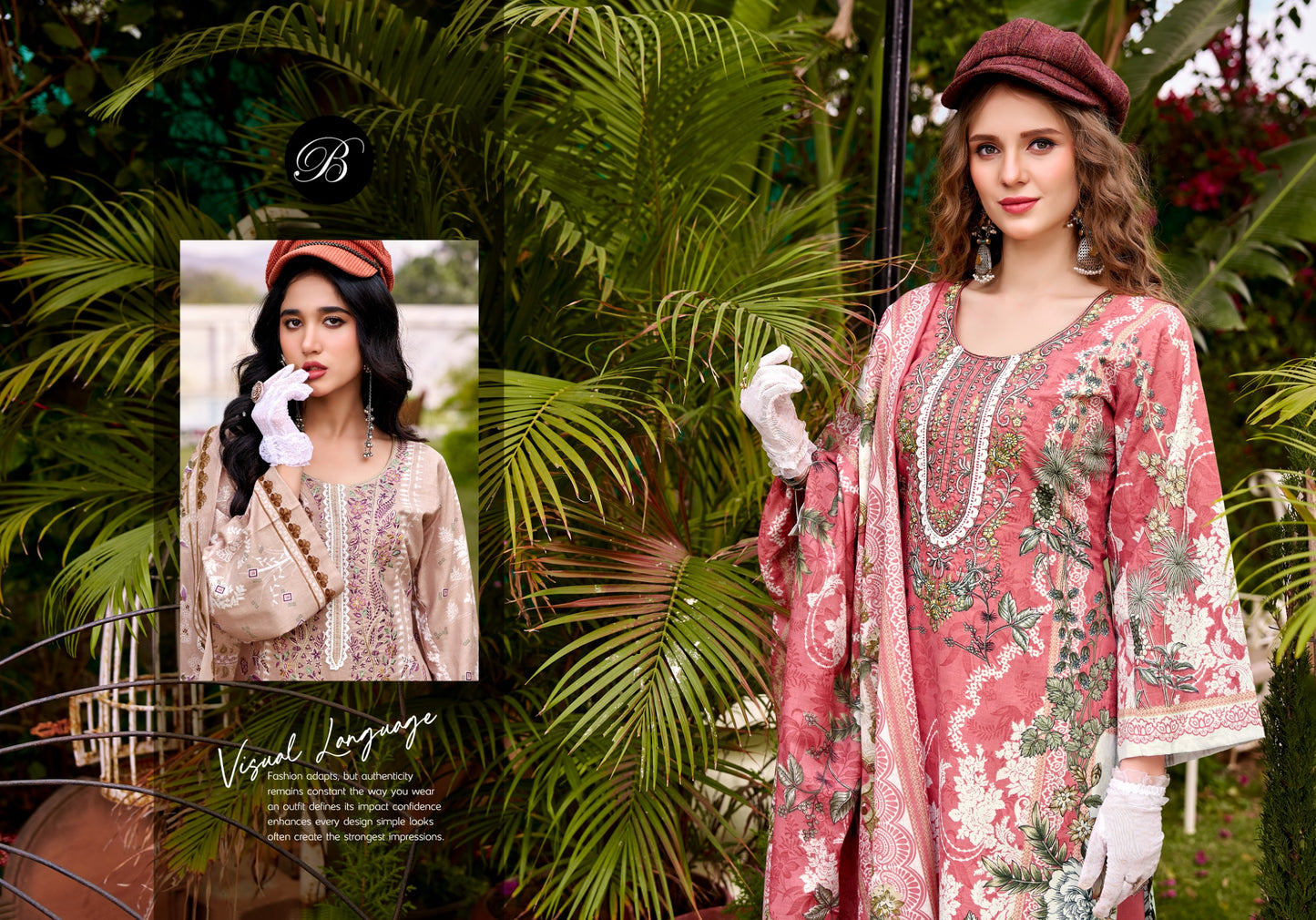 Pure Cotton Digital Prints with Exclusive HEAVY SELF EMBROIDERY NECK SALWAR KAMEEZ