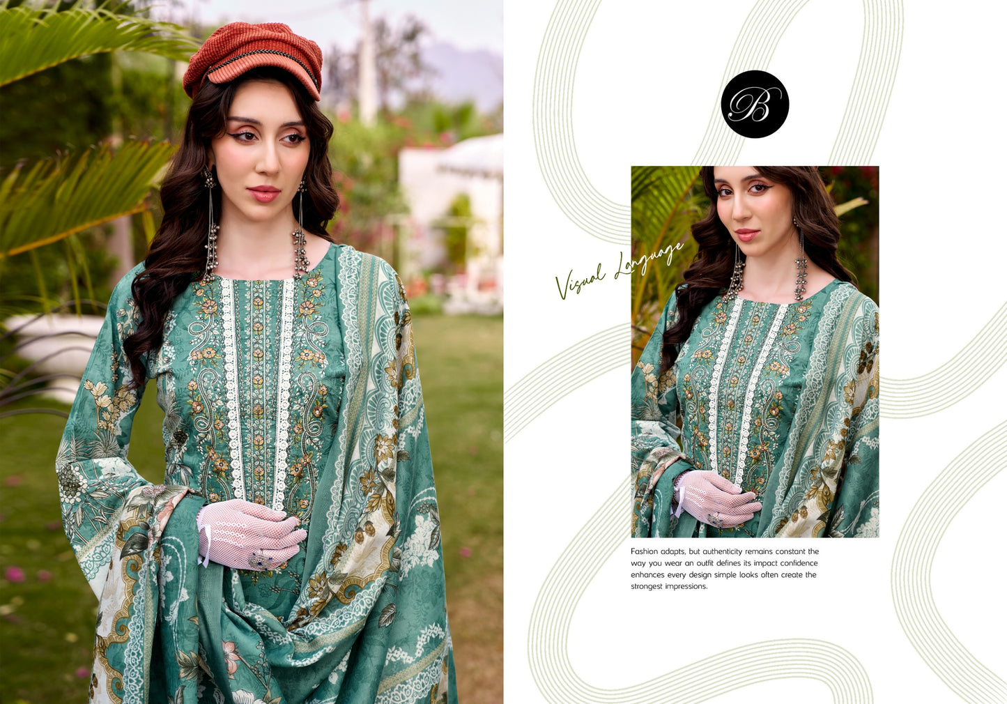 Pure Cotton Digital Prints with Exclusive HEAVY SELF EMBROIDERY NECK SALWAR KAMEEZ