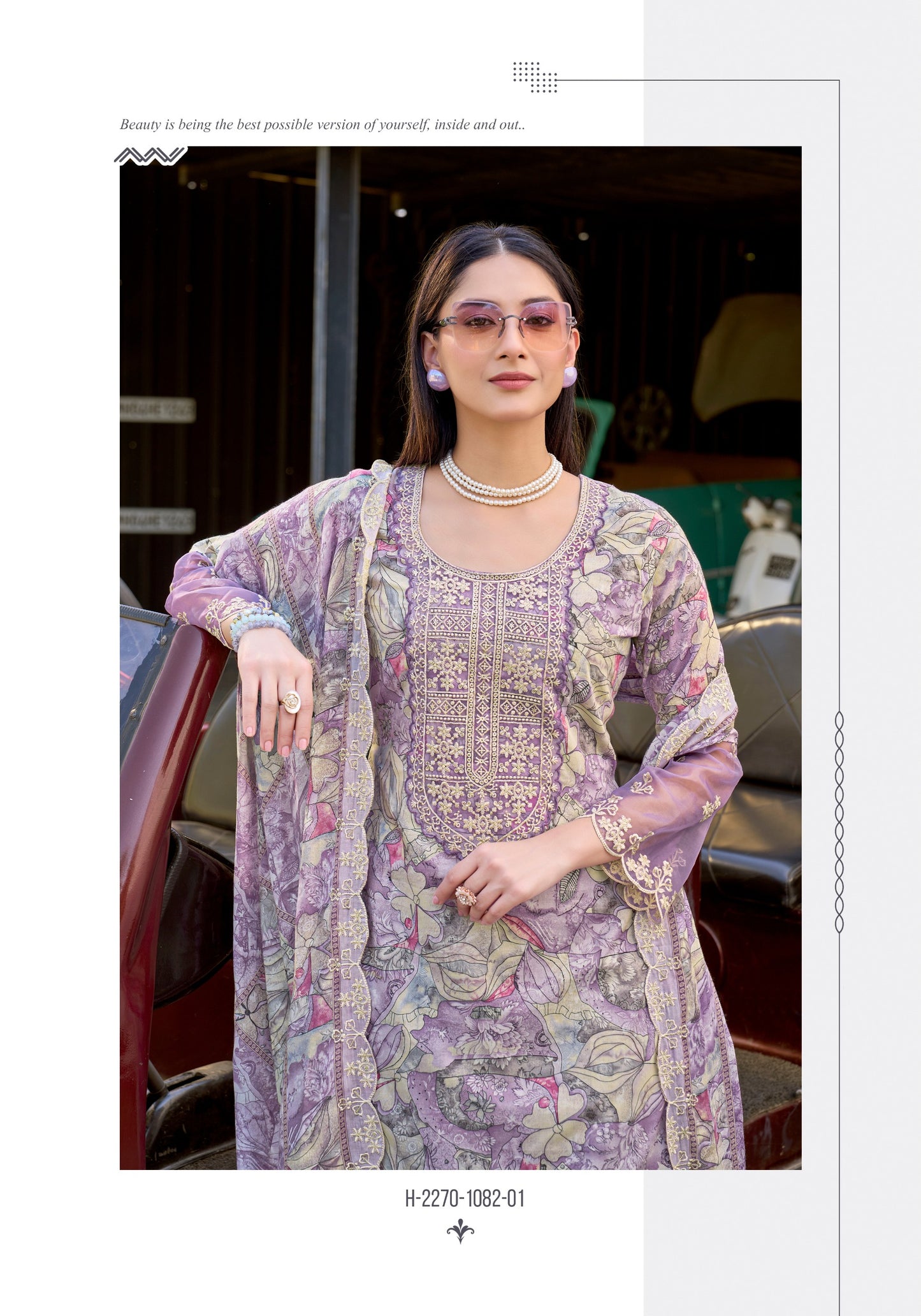 Pure Cambric Cotton Designer Print With Fancy Gala Daman Sleeve Embroidery salwar kameez