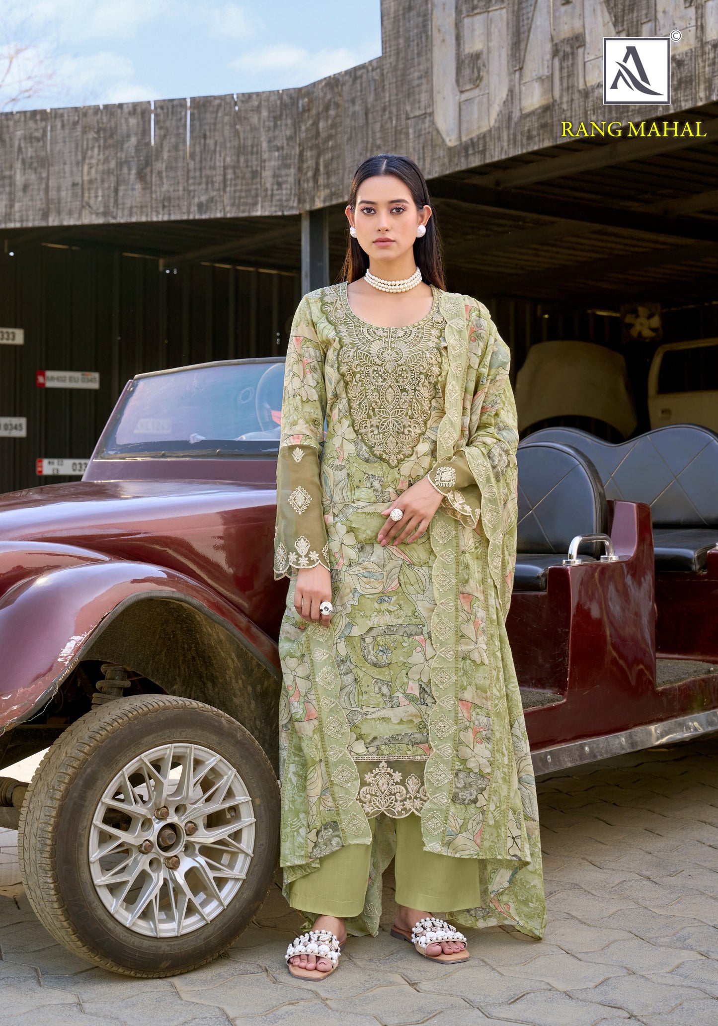 Pure Cambric Cotton Designer Print With Fancy Gala Daman Sleeve Embroidery salwar kameez