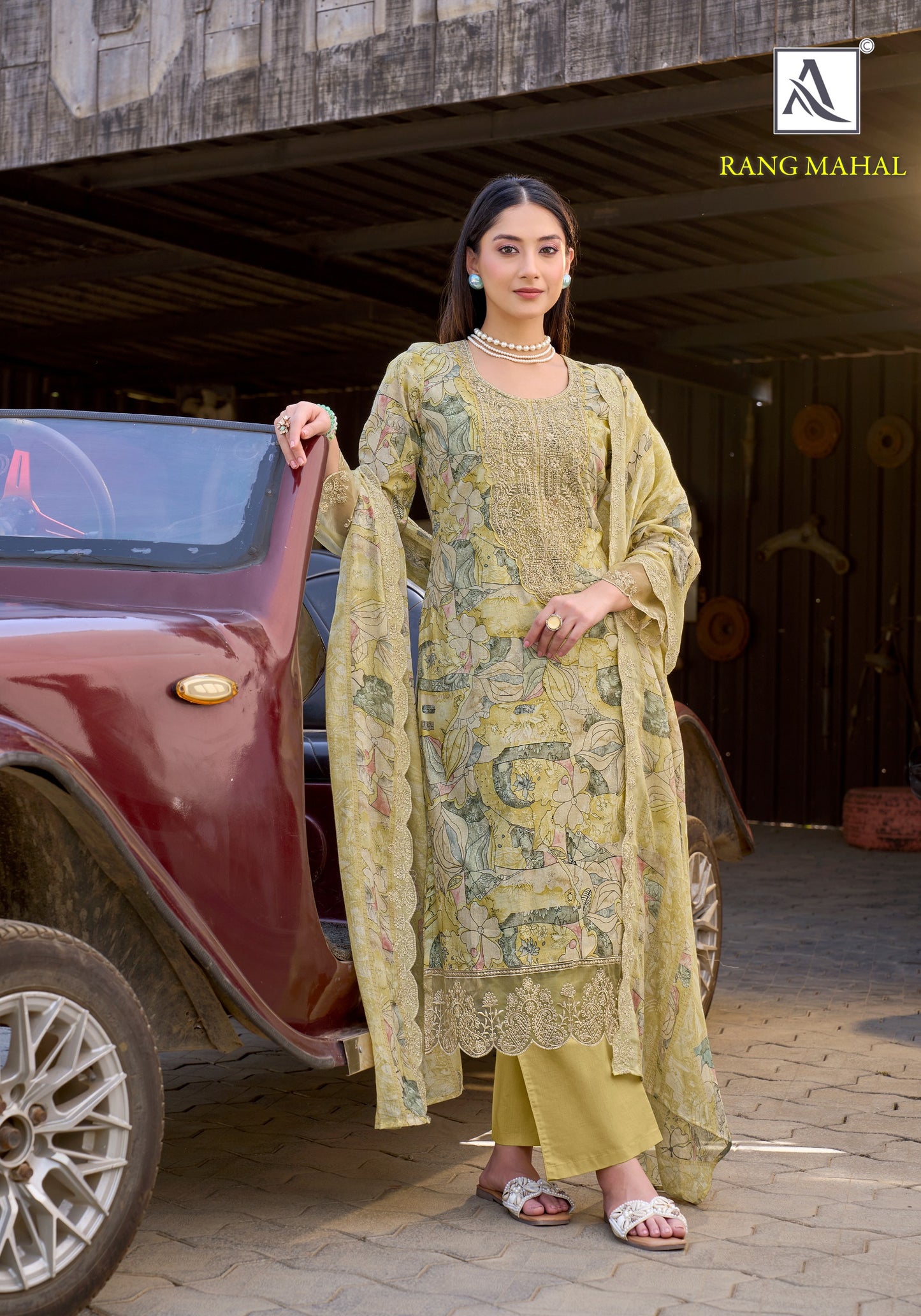 Pure Cambric Cotton Designer Print With Fancy Gala Daman Sleeve Embroidery salwar kameez