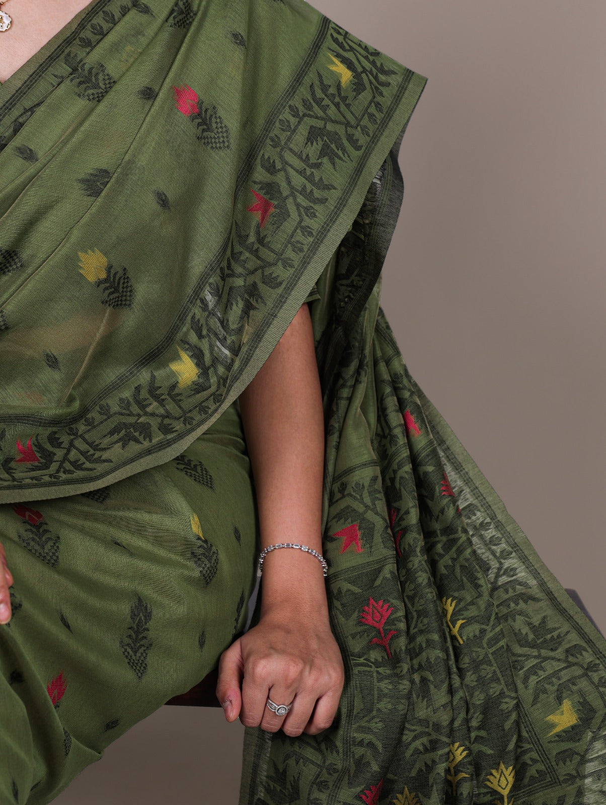 A poly cotton saree with delicate thread weaving—made for effortless elegance every day 🥀✨