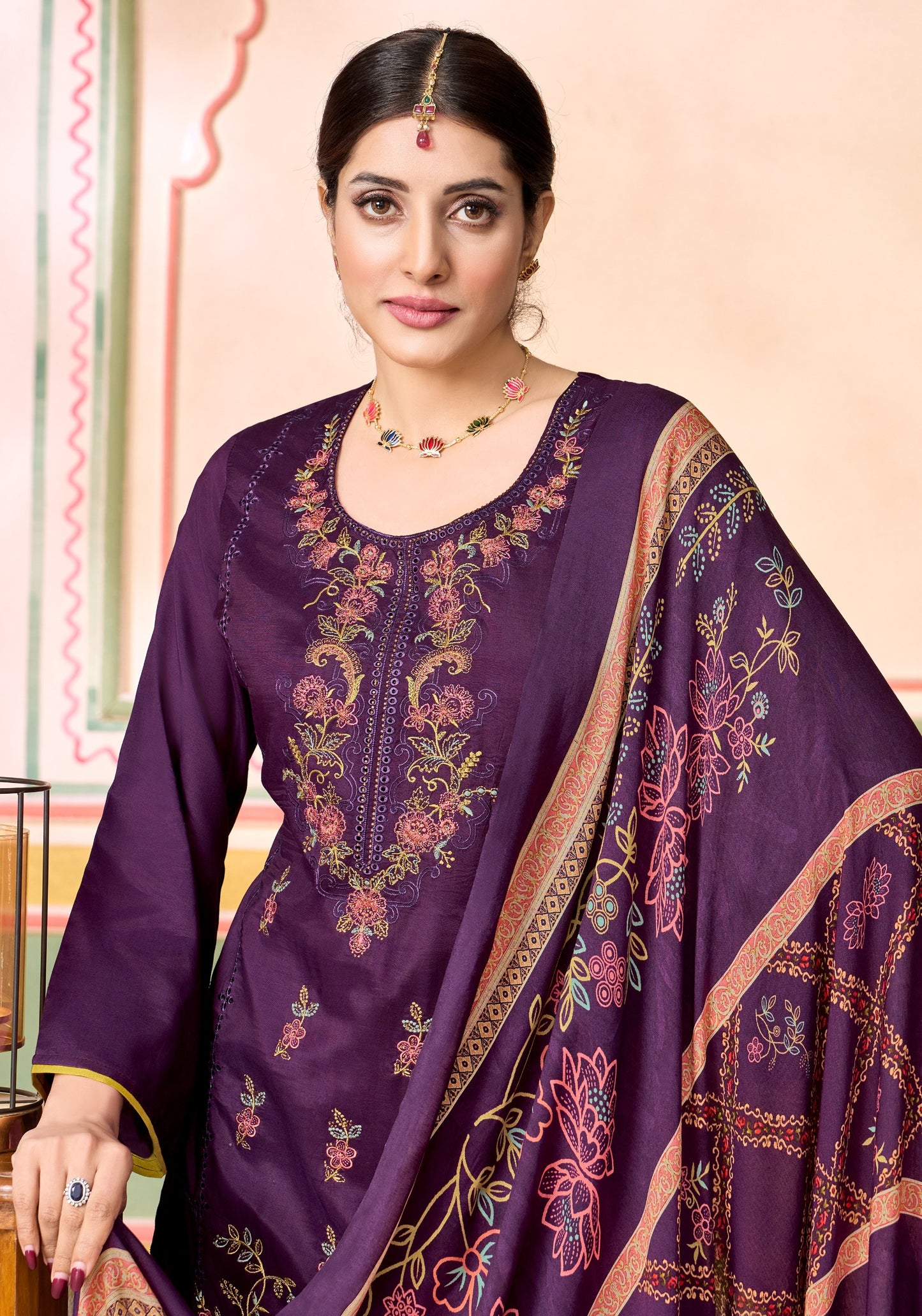 Viscose Maslin Designer Embroidery Work salwar kameez