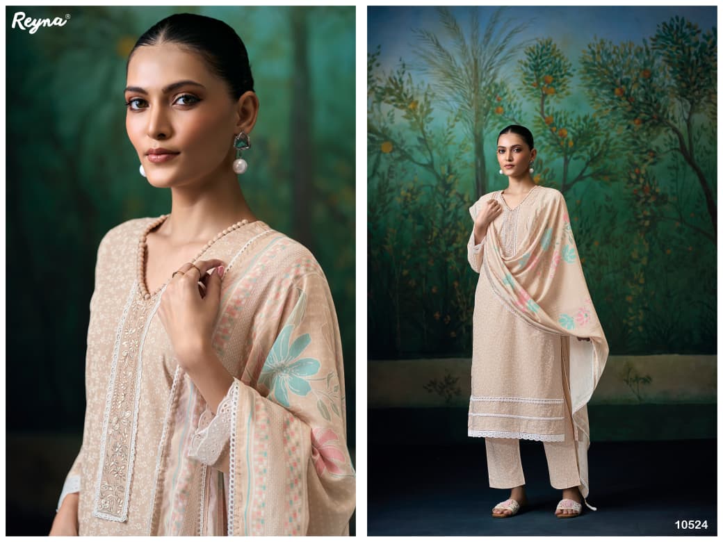SUPERIOR COTTON PRINTED WITH EMBROIDERY AND LACE ON NECK, DAMAN AND SLEEVES