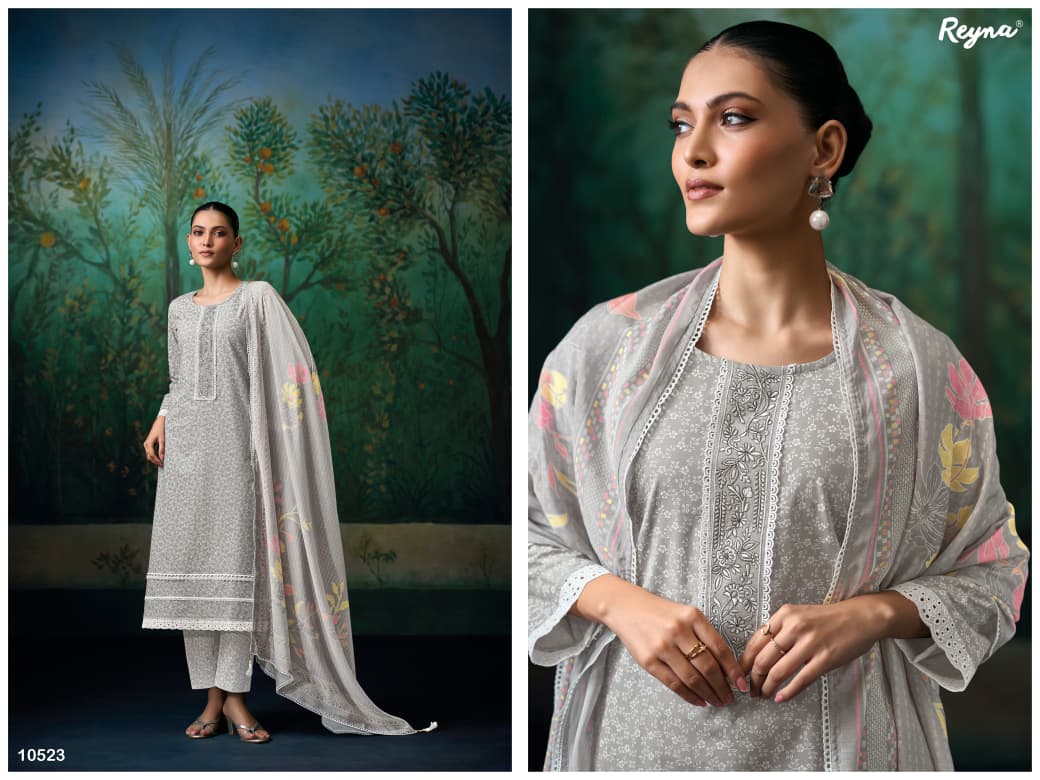 SUPERIOR COTTON PRINTED WITH EMBROIDERY AND LACE ON NECK, DAMAN AND SLEEVES