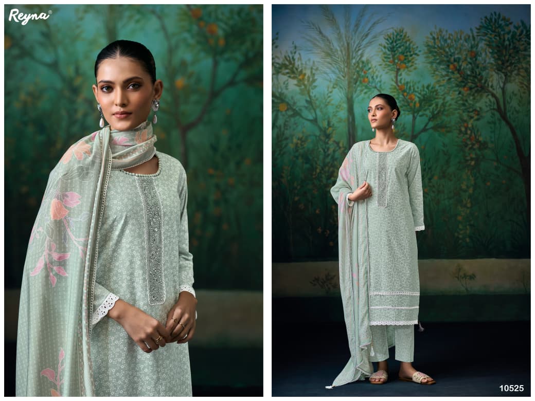 SUPERIOR COTTON PRINTED WITH EMBROIDERY AND LACE ON NECK, DAMAN AND SLEEVES