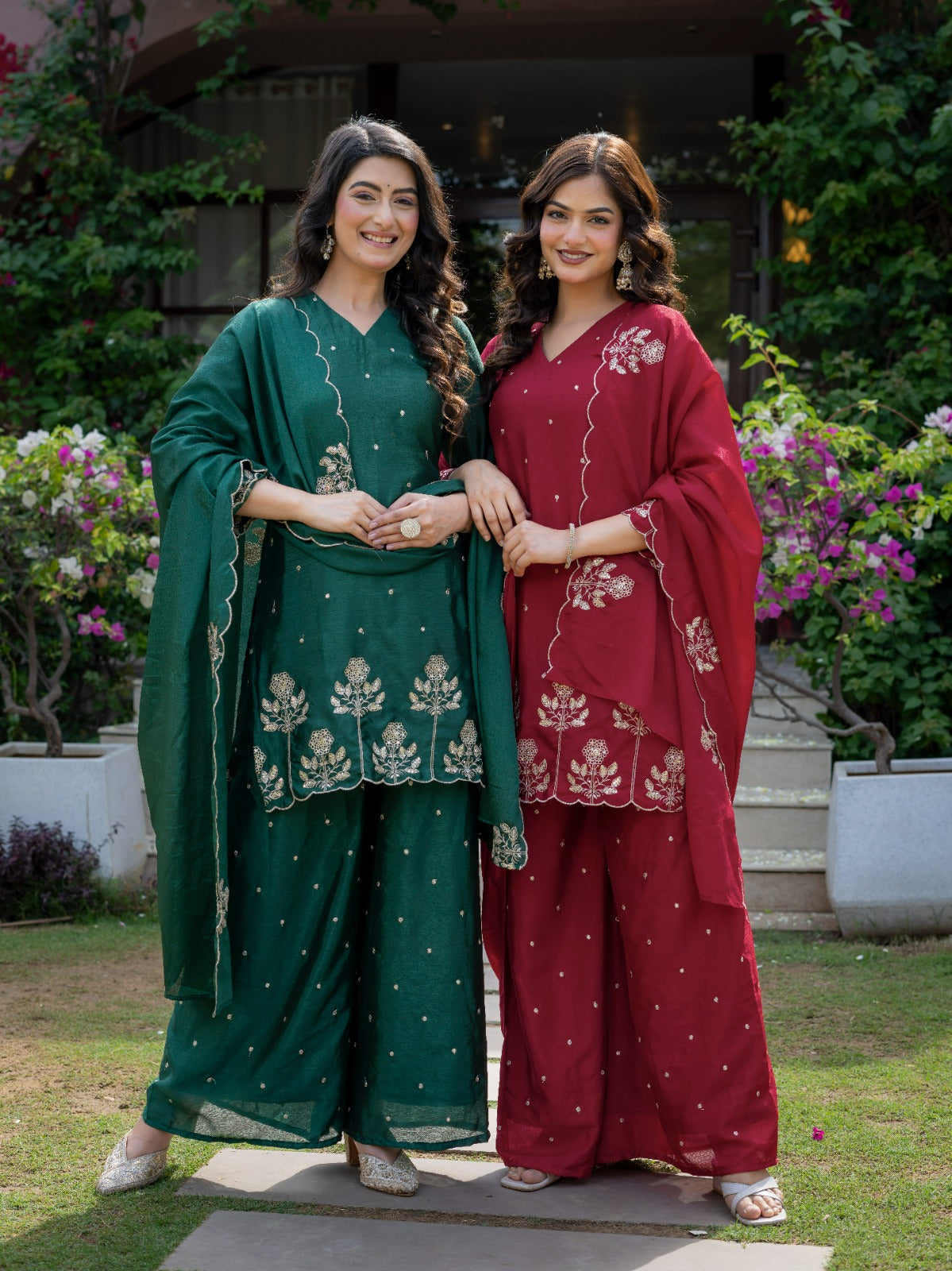 Premium chinnon with Elegant Embroidered Work.