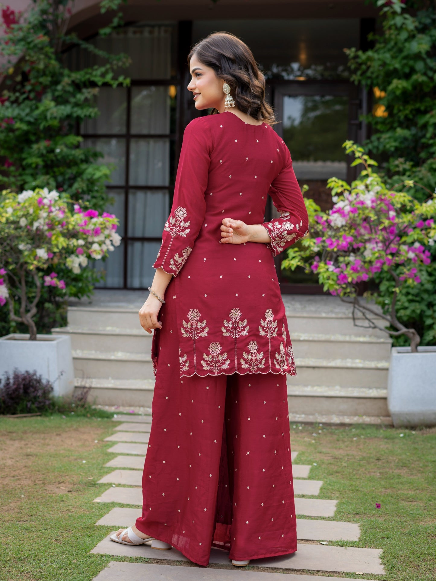 Premium chinnon with Elegant Embroidered Work.