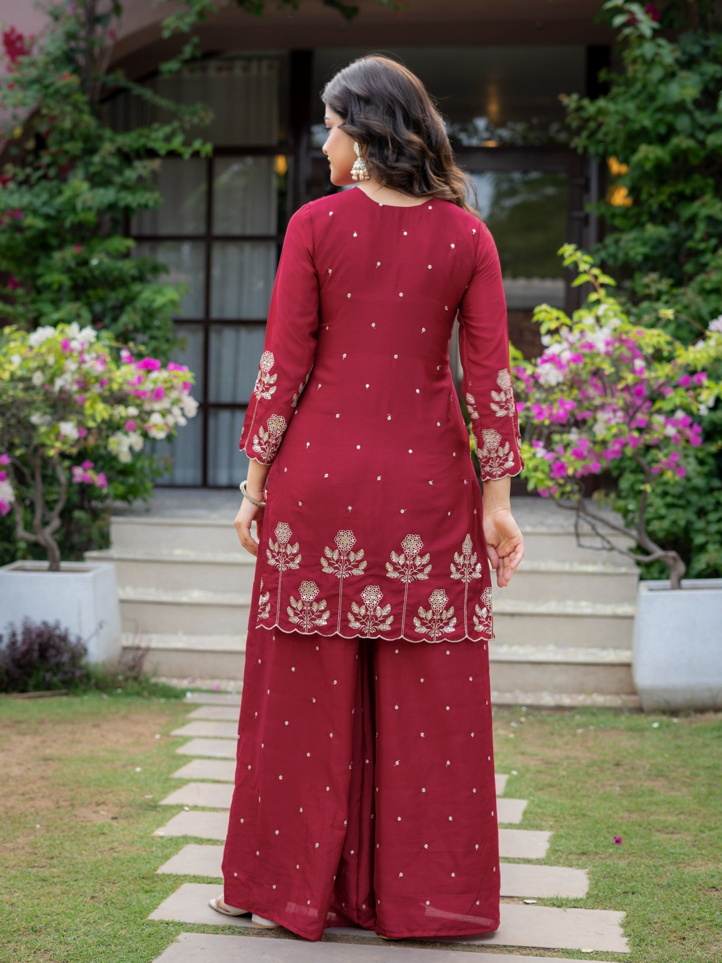 Premium chinnon with Elegant Embroidered Work.