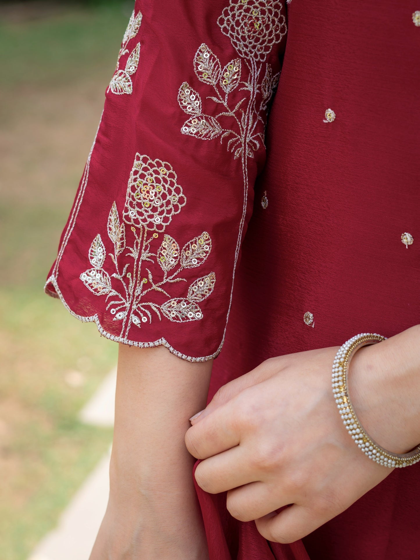Premium chinnon with Elegant Embroidered Work.