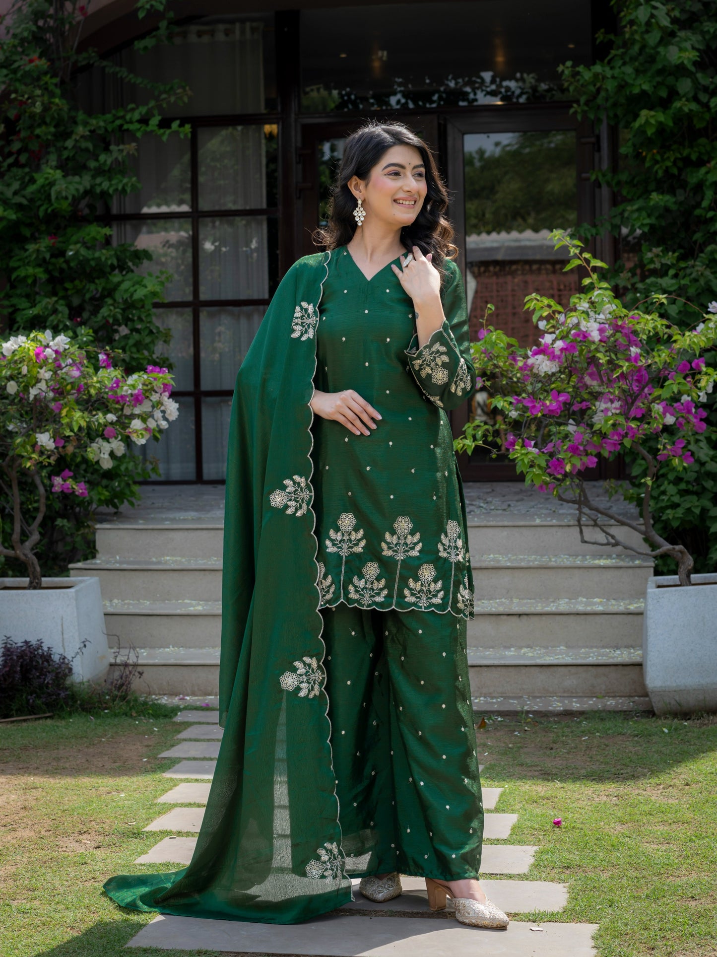 Premium chinnon with Elegant Embroidered Work.