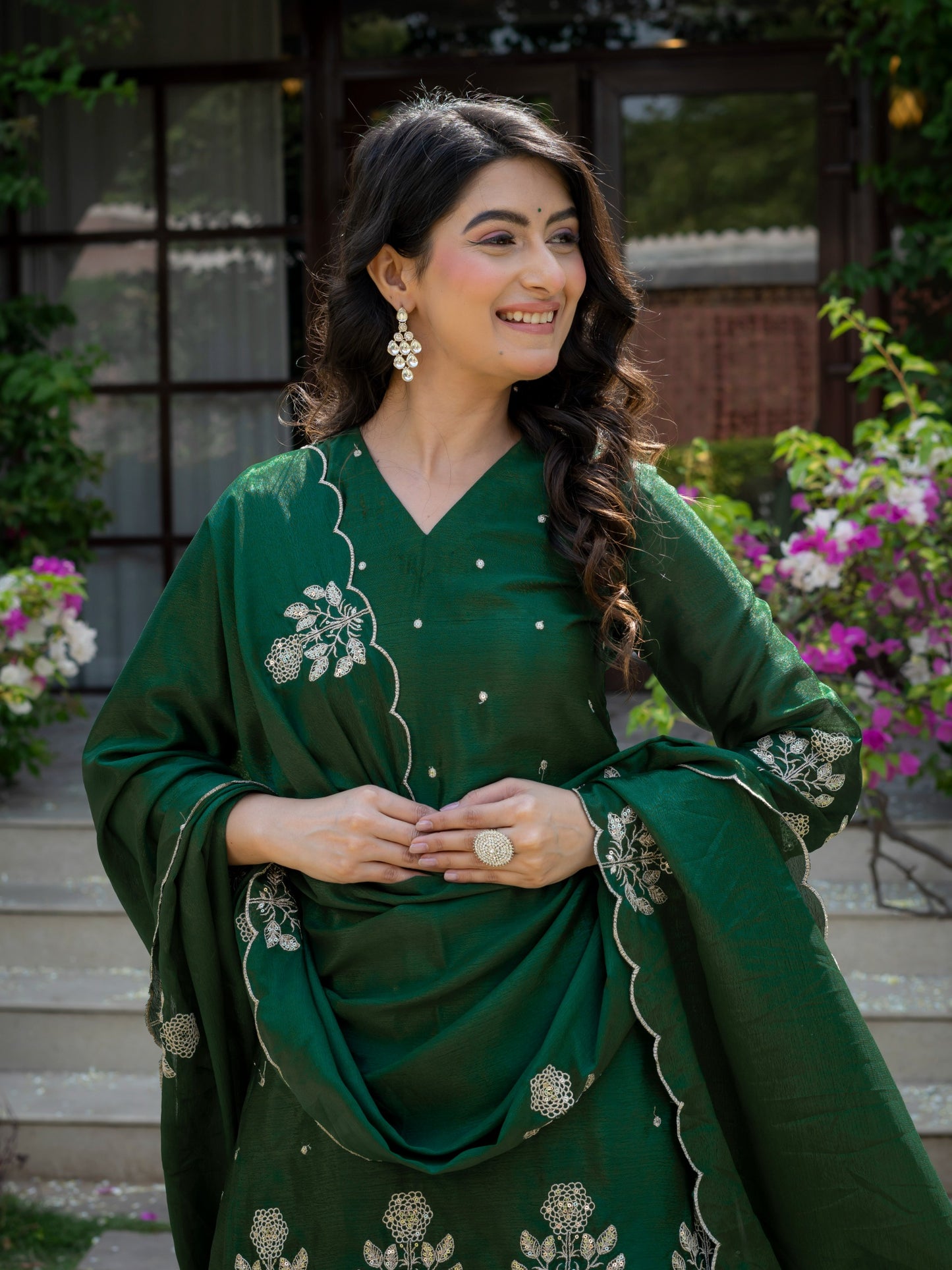 Premium chinnon with Elegant Embroidered Work.