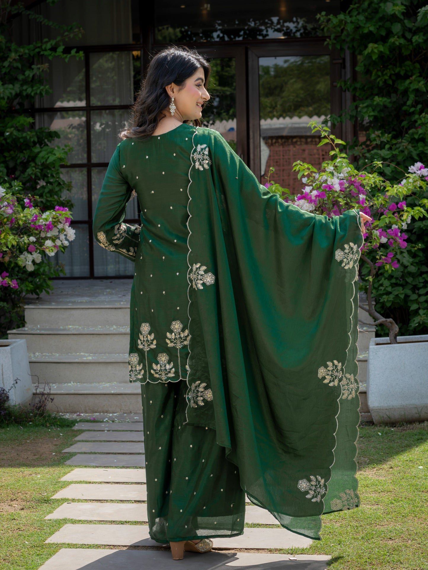Premium chinnon with Elegant Embroidered Work.