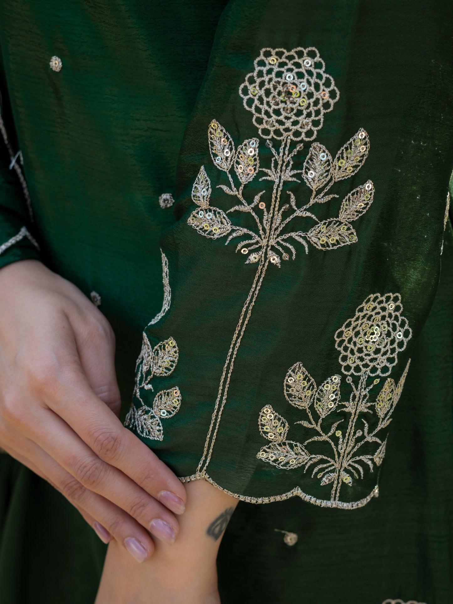 Premium chinnon with Elegant Embroidered Work.