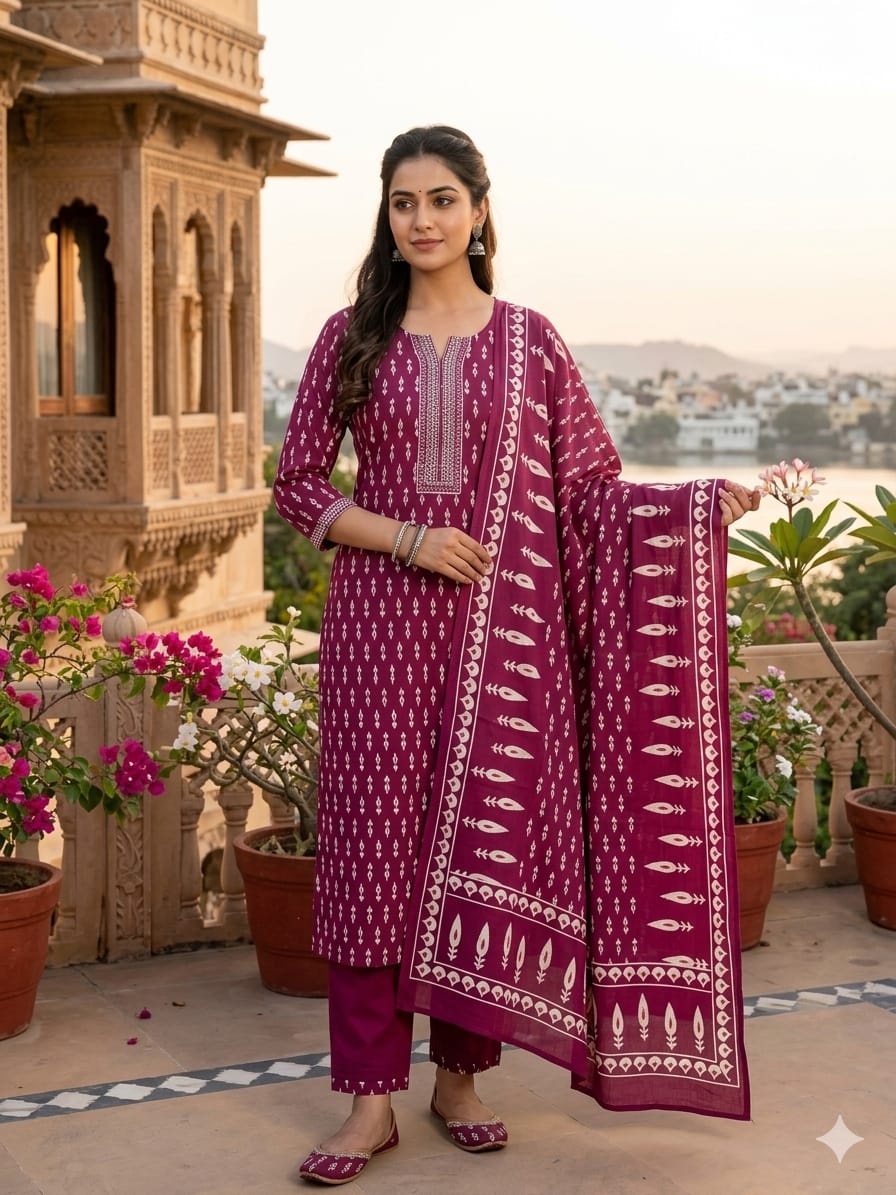 taj group Pure 60-60 Cotton Discharge  print  kurti of navakar