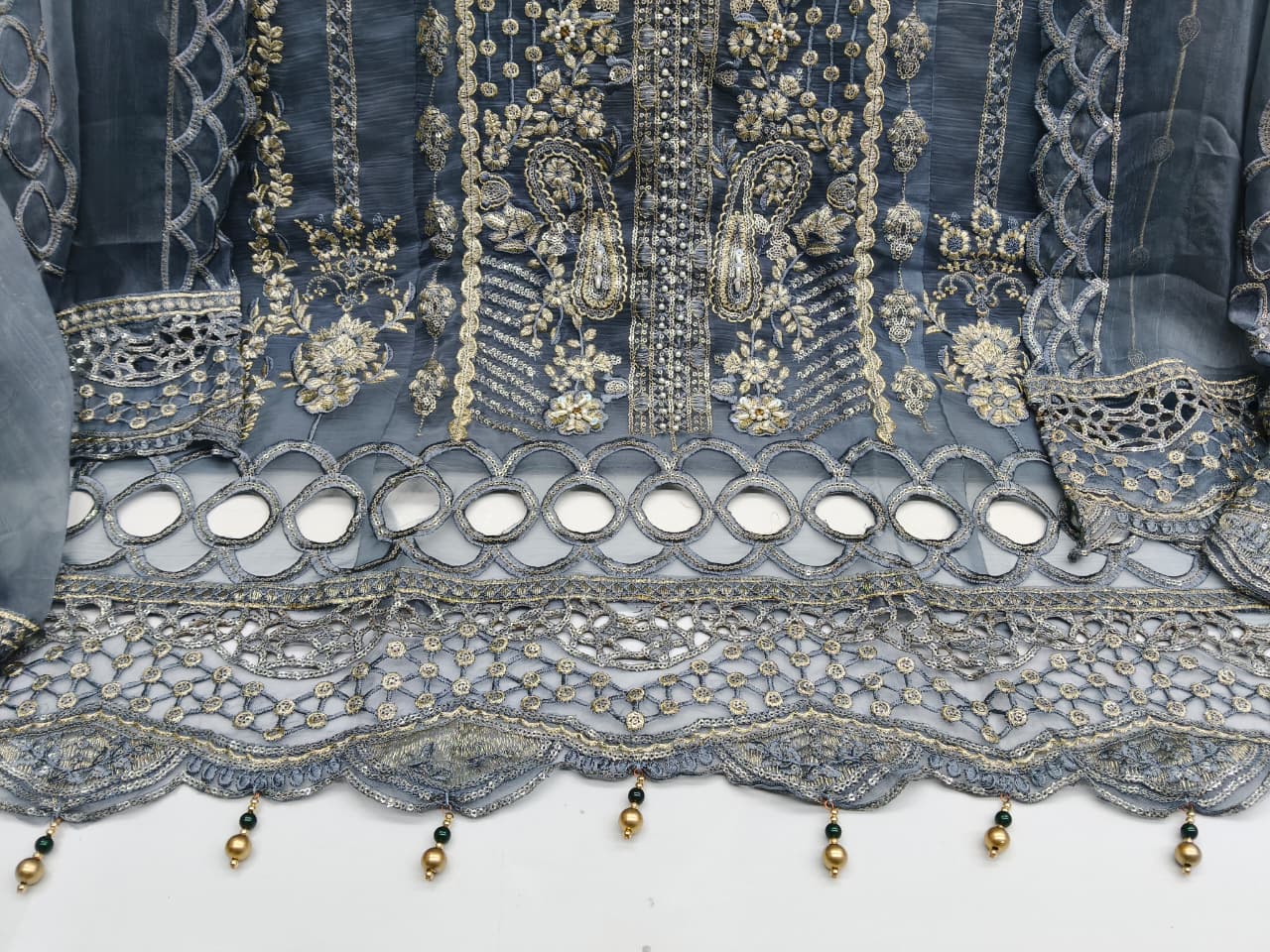 Designer stylish suit crafted in IMP CRYSTAL CHIFFON with elegant embroidery and  pure handwork.