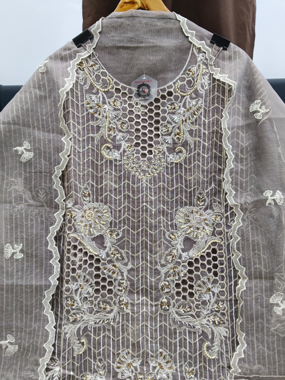 Women's Semi-Stitched Organza Suit Catalog Set in Assorted Colors with Heavy Embroidery and Zardosi Work