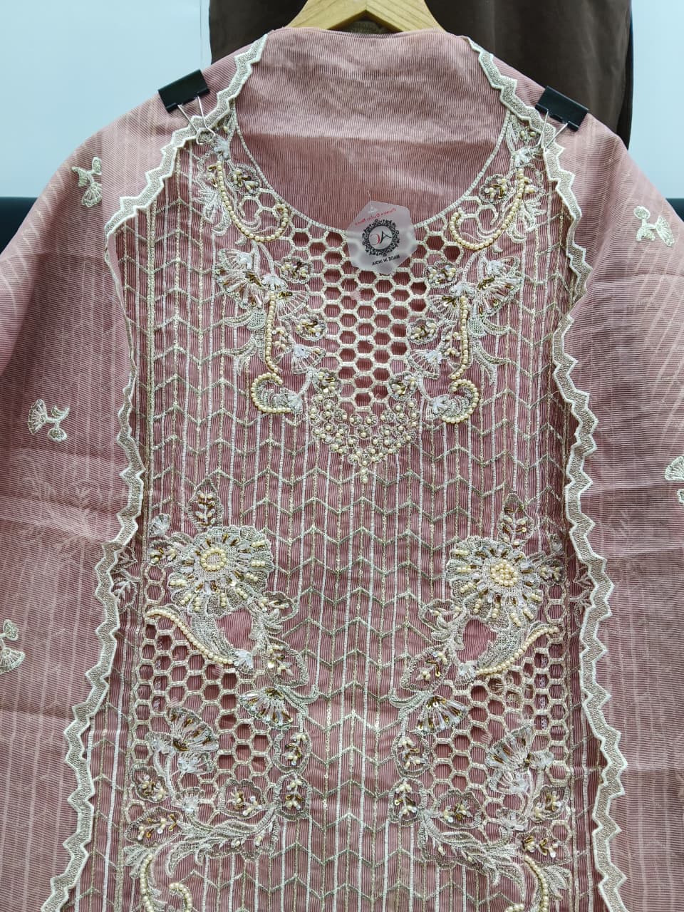 Women's Semi-Stitched Organza Suit Catalog Set in Assorted Colors with Heavy Embroidery and Zardosi Work