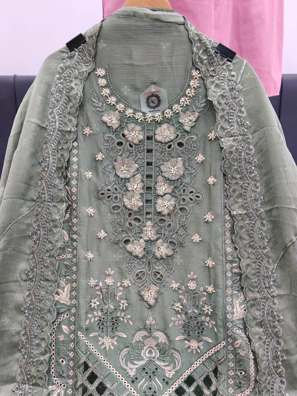 Women's Semi-Stitched Chiffon Suit Catalog Set in Assorted Colors with Heavy Embroidery and Cutwork