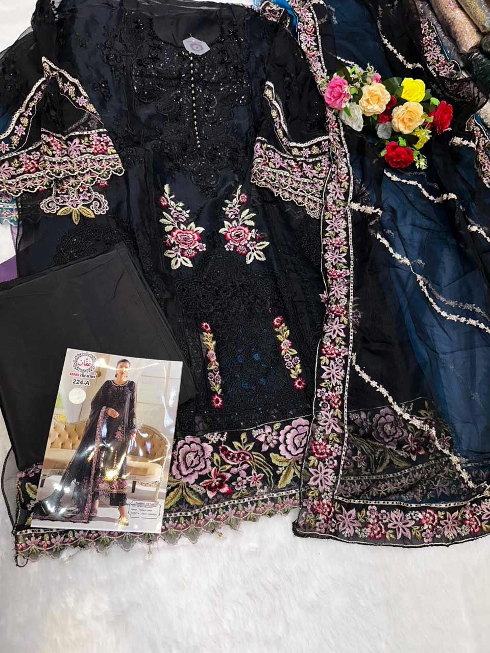 Women's Semi-Stitched Salwar Suit Catalog Set in Assorted Colors Organza with Heavy Embroidery and Cutwork