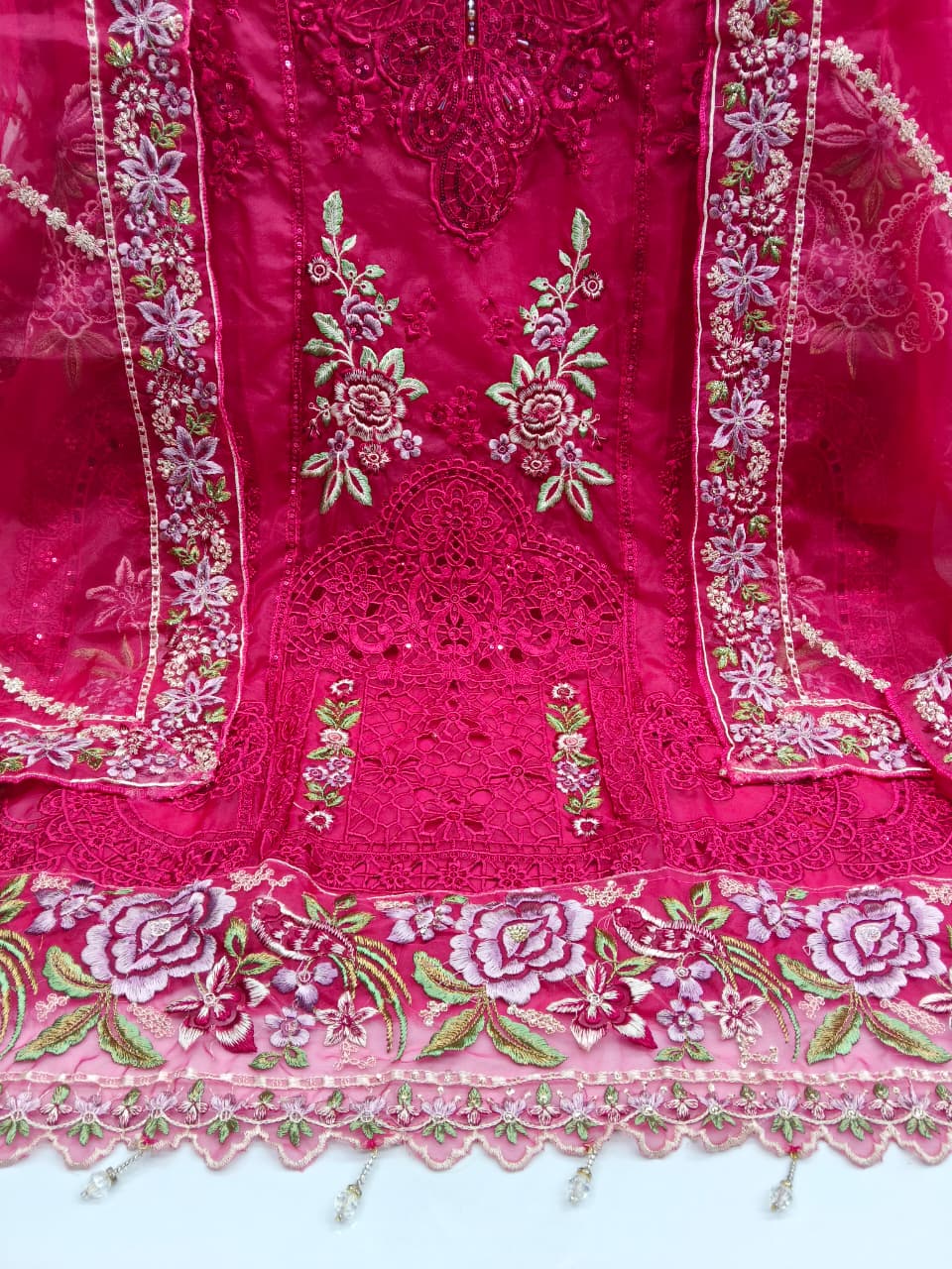 Women's Semi-Stitched Salwar Suit Catalog Set in Assorted Colors Organza with Heavy Embroidery and Cutwork