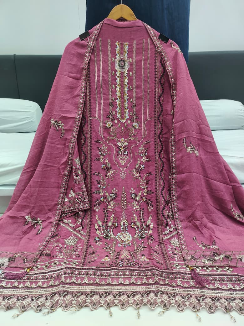 Women's Semi-Stitched Salwar Suit in Assorted Colors Rangoli Chiffon with Heavy Handwork Embroidery