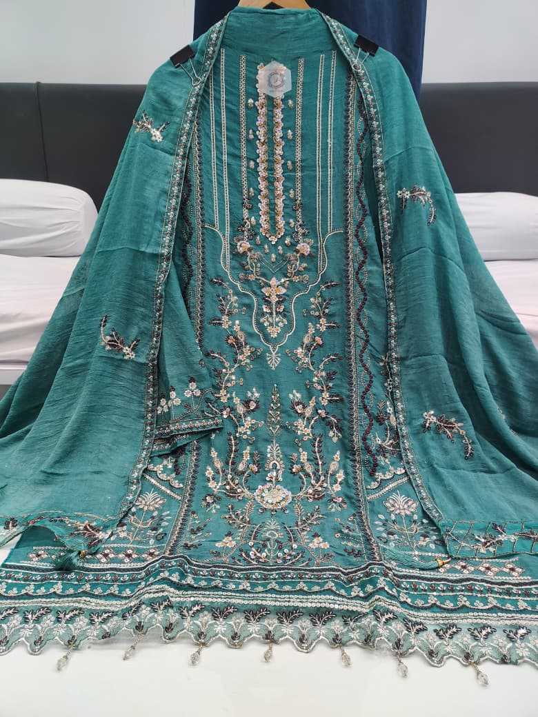 Women's Semi-Stitched Salwar Suit in Assorted Colors Rangoli Chiffon with Heavy Handwork Embroidery