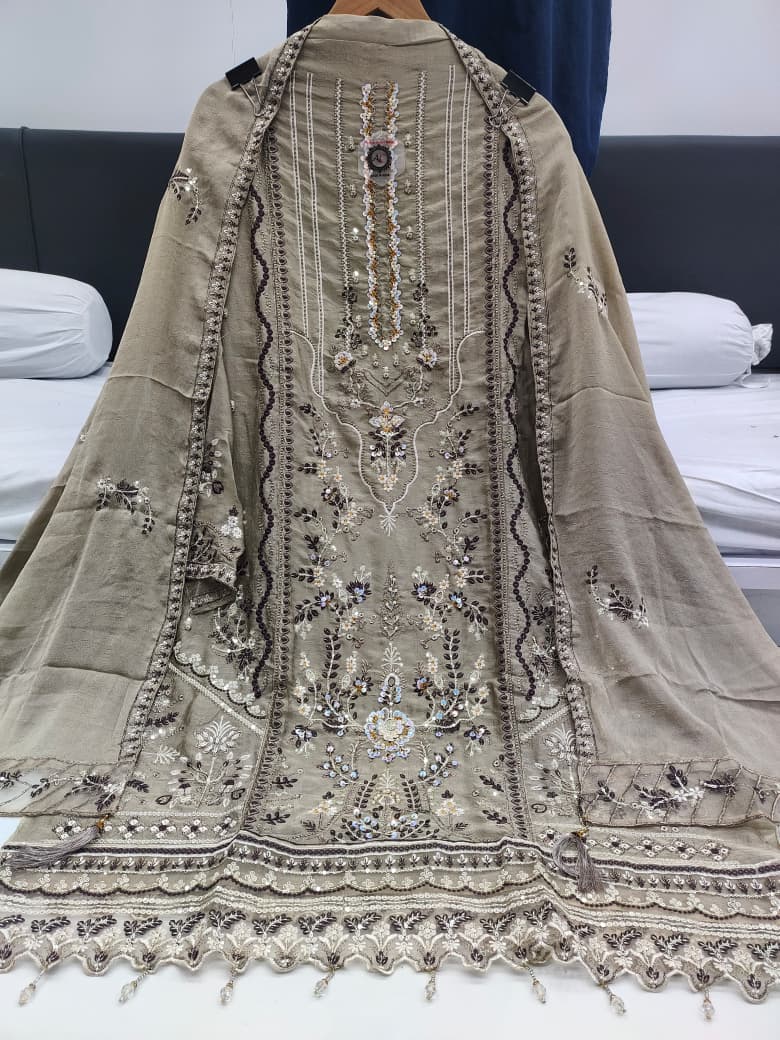 Women's Semi-Stitched Salwar Suit in Assorted Colors Rangoli Chiffon with Heavy Handwork Embroidery