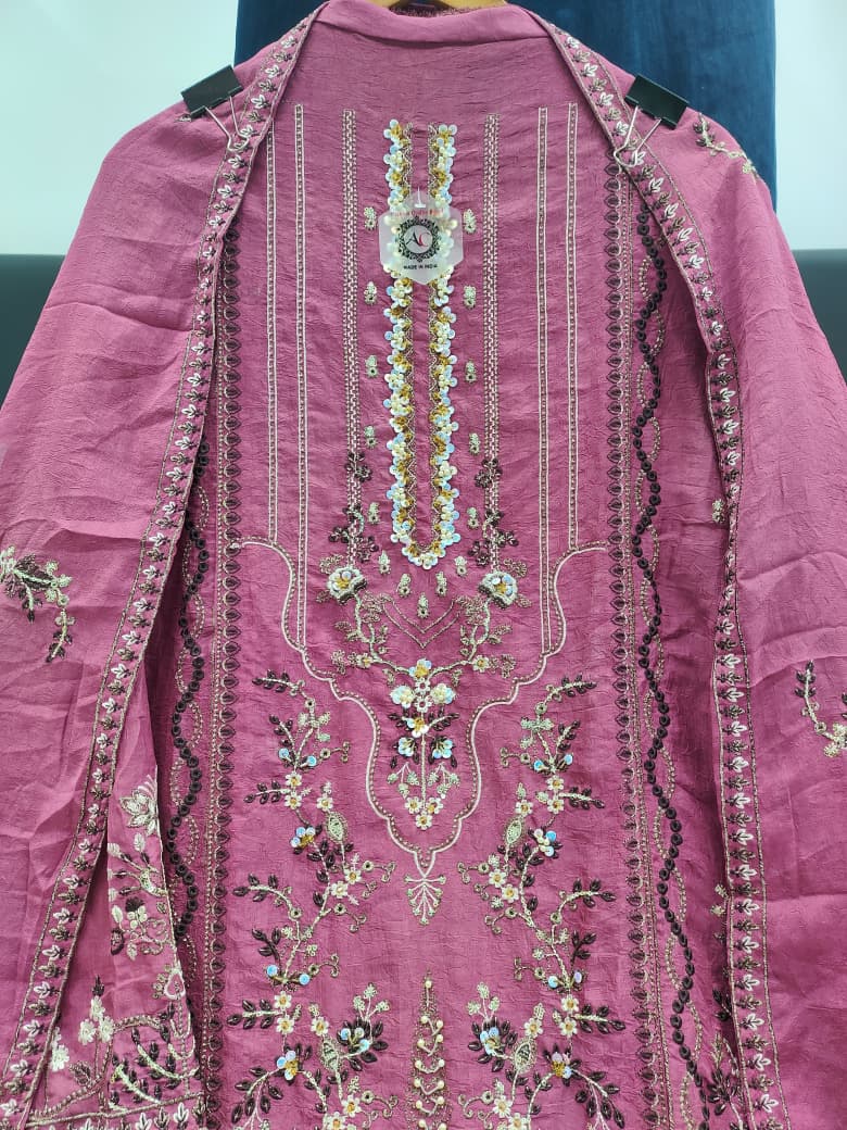 Women's Semi-Stitched Salwar Suit in Assorted Colors Rangoli Chiffon with Heavy Handwork Embroidery