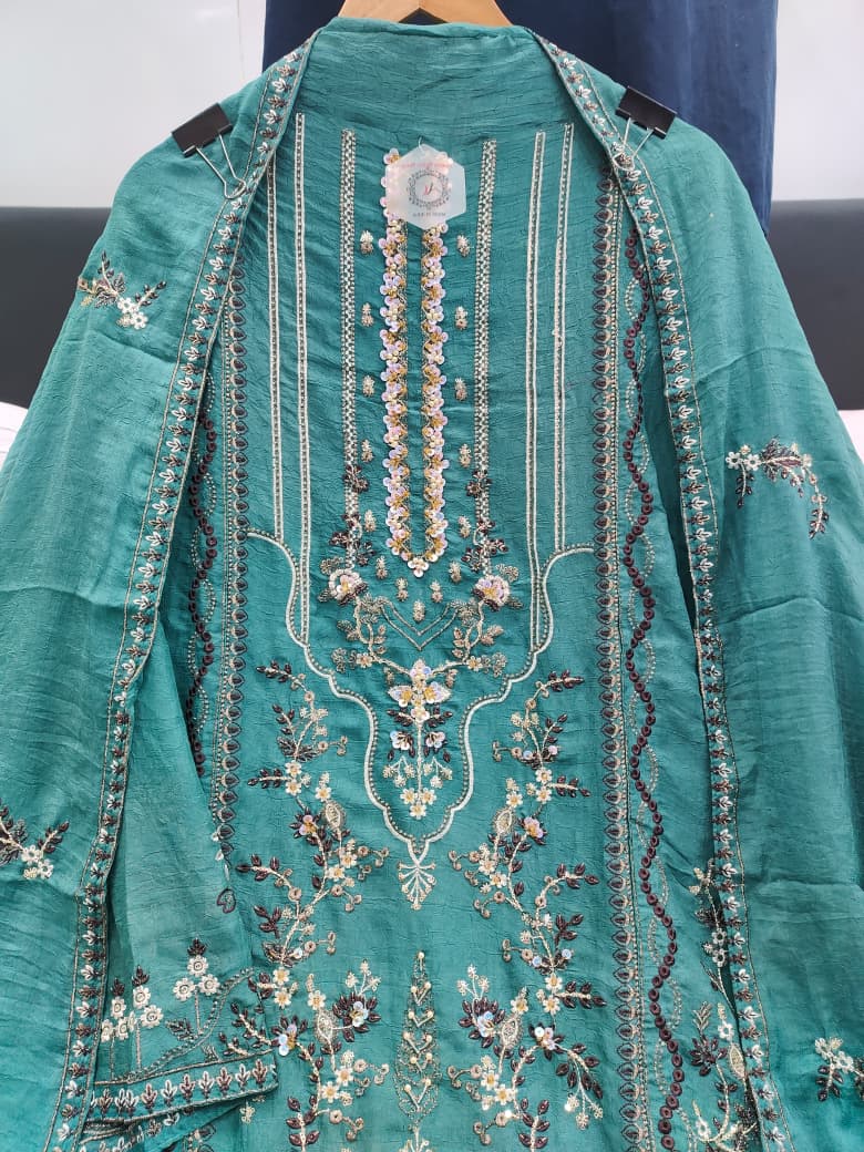 Women's Semi-Stitched Salwar Suit in Assorted Colors Rangoli Chiffon with Heavy Handwork Embroidery