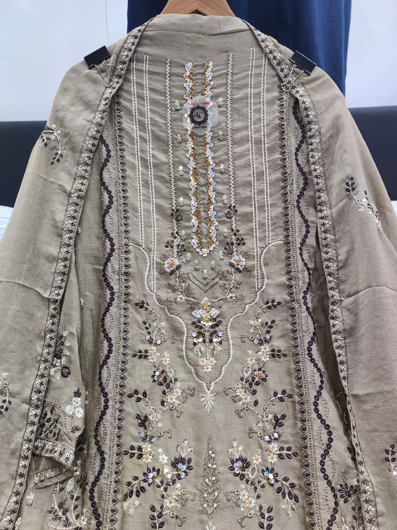 Women's Semi-Stitched Salwar Suit in Assorted Colors Rangoli Chiffon with Heavy Handwork Embroidery