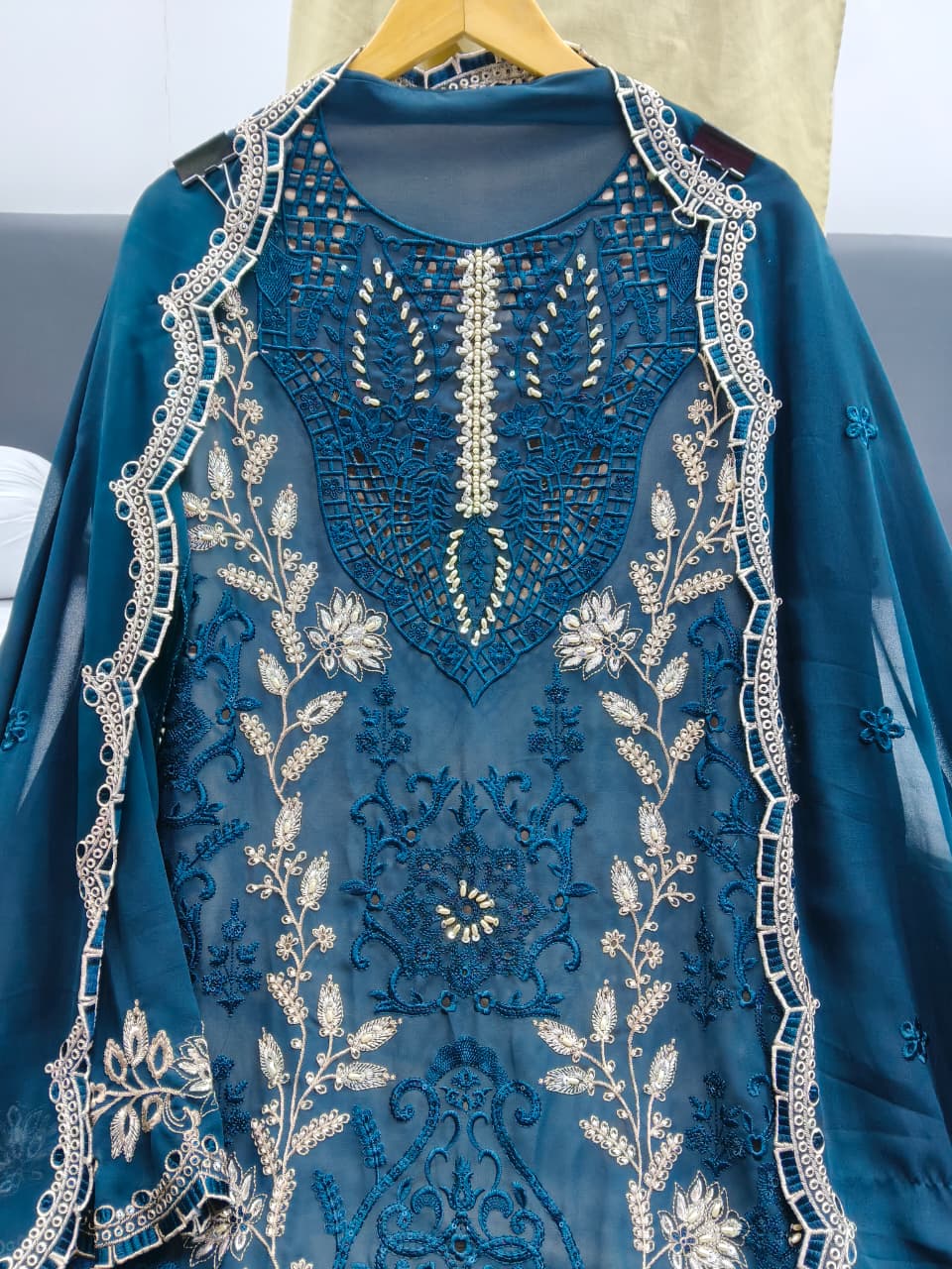 Women's Semi-Stitched Salwar Suit Catalog Set in Assorted Colors Faux Georgette with Heavy Embroidery and Cutwork